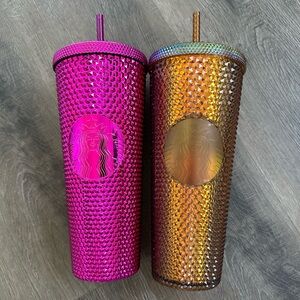 Starbucks Pink and Gold Studded Tumblers